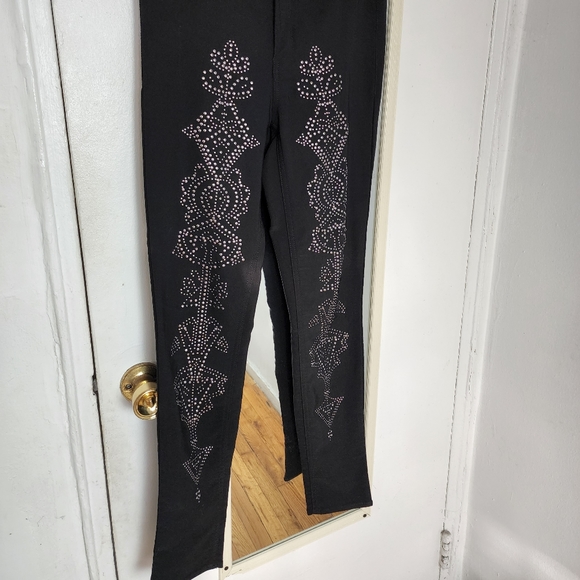 Rare H&M Black Beading High Waisted Strechy Streight Leg Pants Co ord Set - Picture 8 of 16